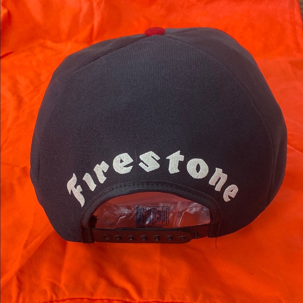 Firestone Black Snapback Hat vintage worn USA cap